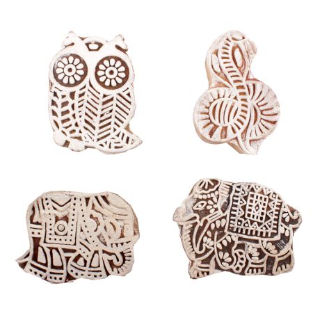 Set of 4 Piece New Mix Wooden Printing Block